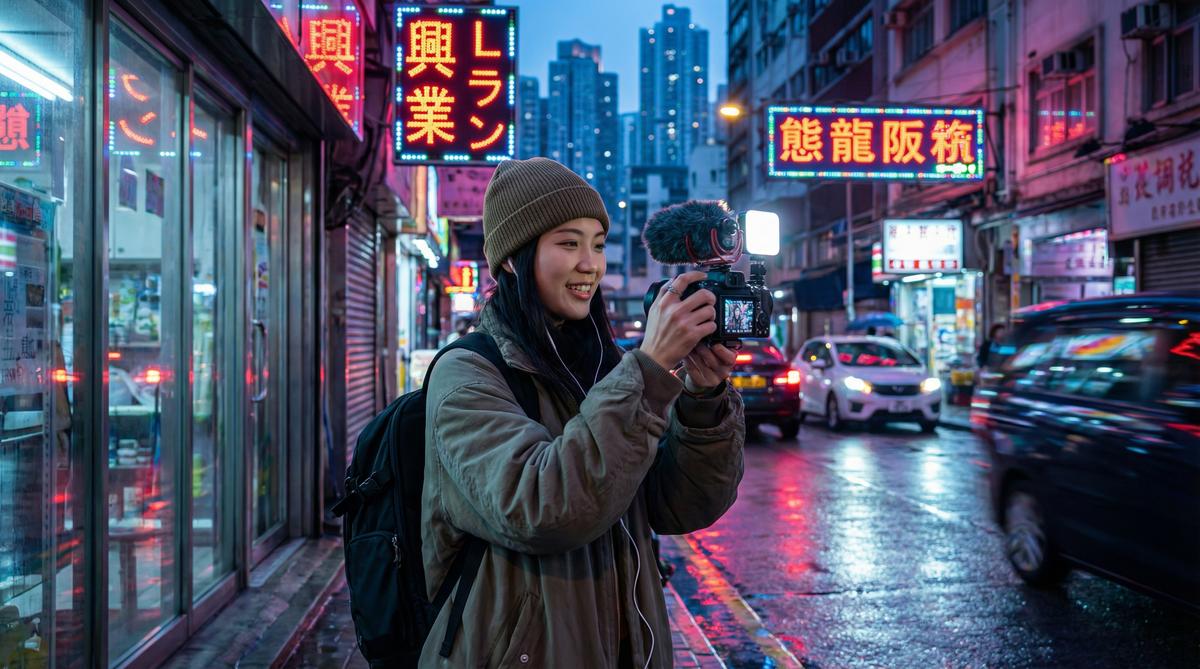 网红主播城市夜景短视频